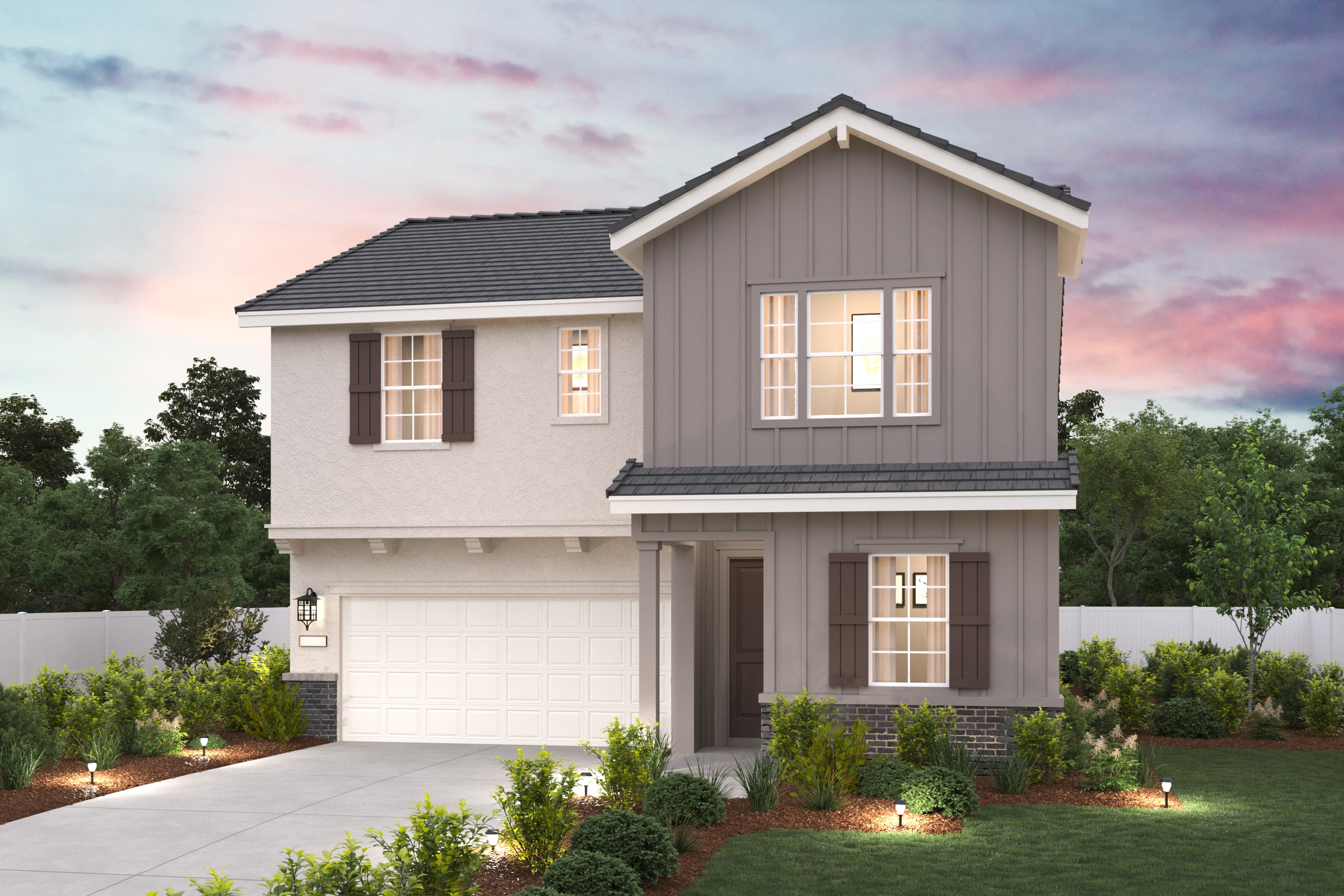 A house with a garage.