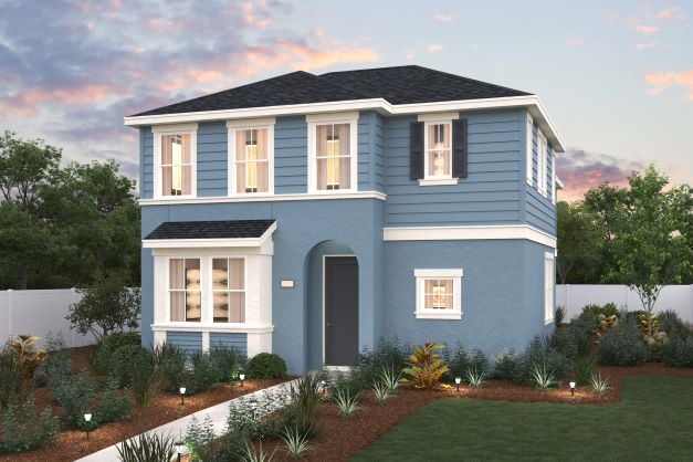 A house with a large front yard.