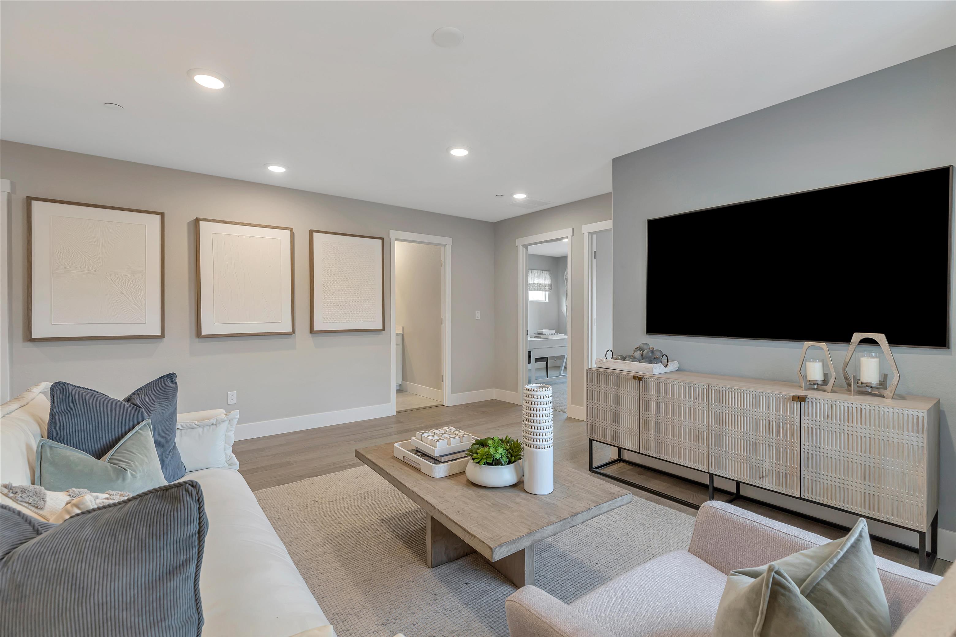 A living room with a tv and couches.