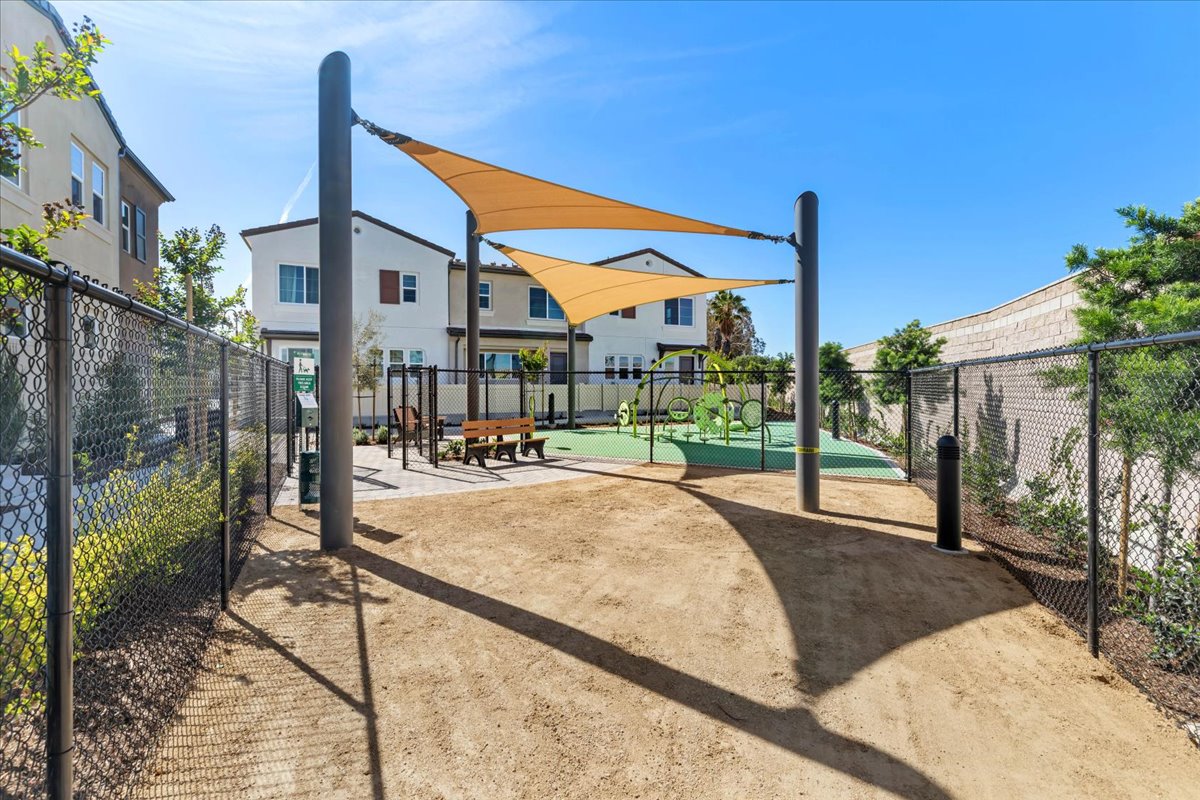 A playground with a slide.