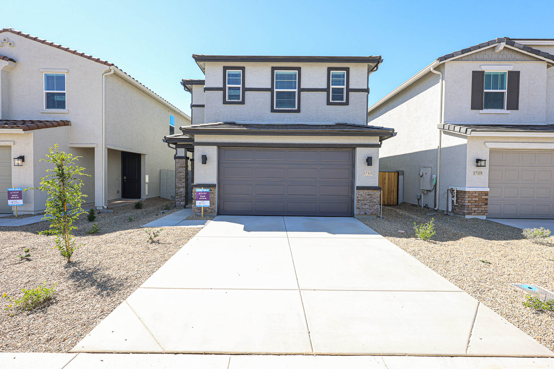 A building with a garage.