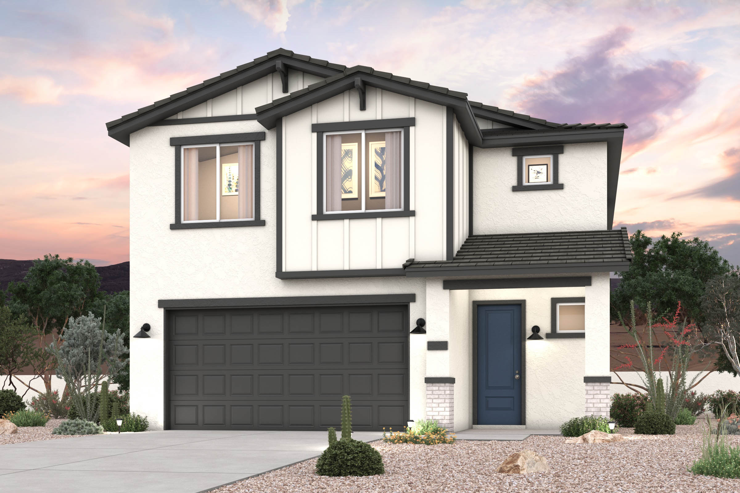 A house with a garage.