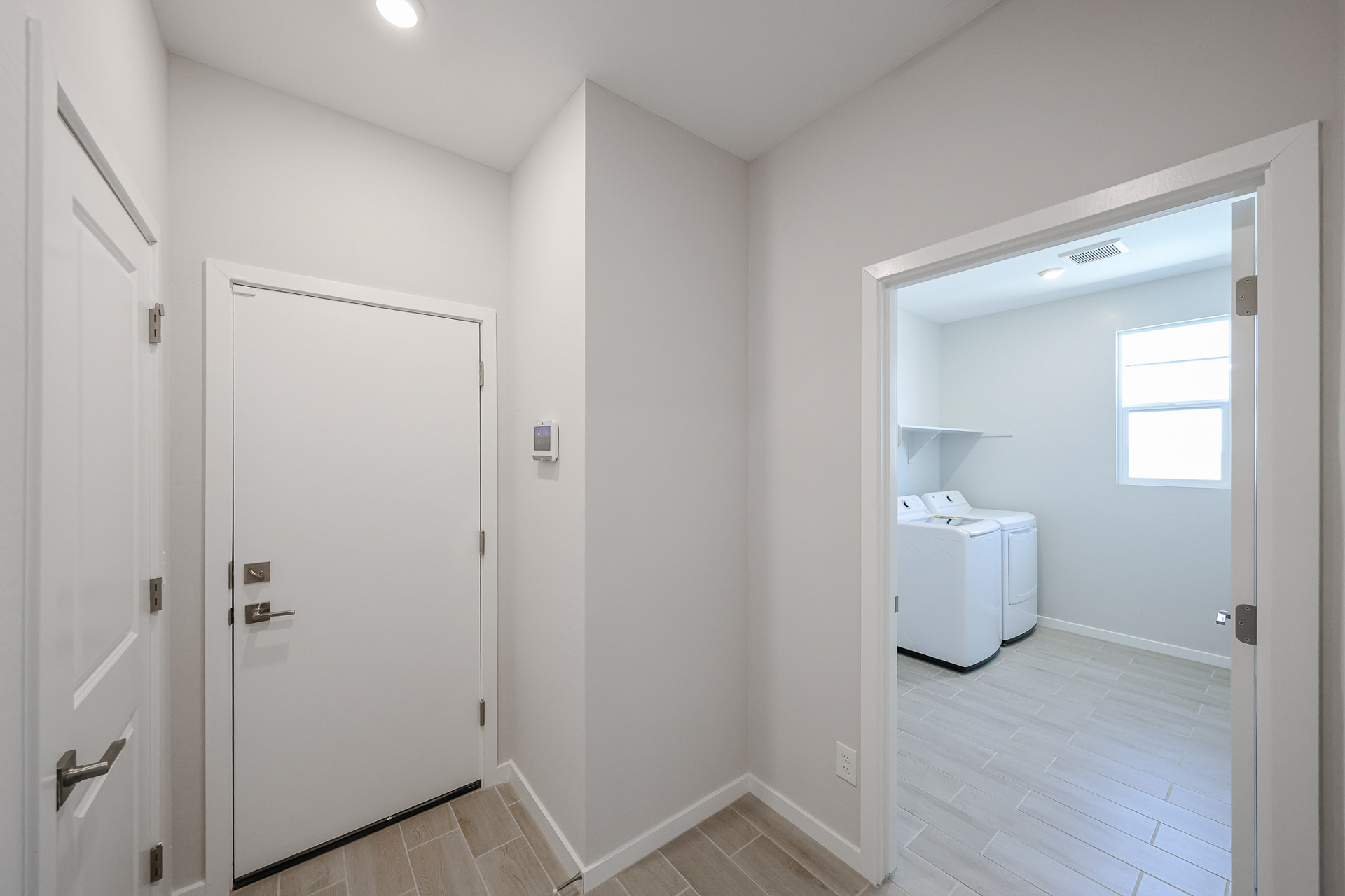 A room with white doors.