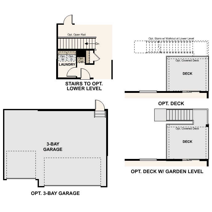 Diagram, engineering drawing. Cimarron Floorplan, Main Level Options
