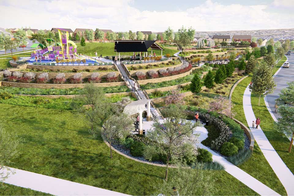 A park with a large park.