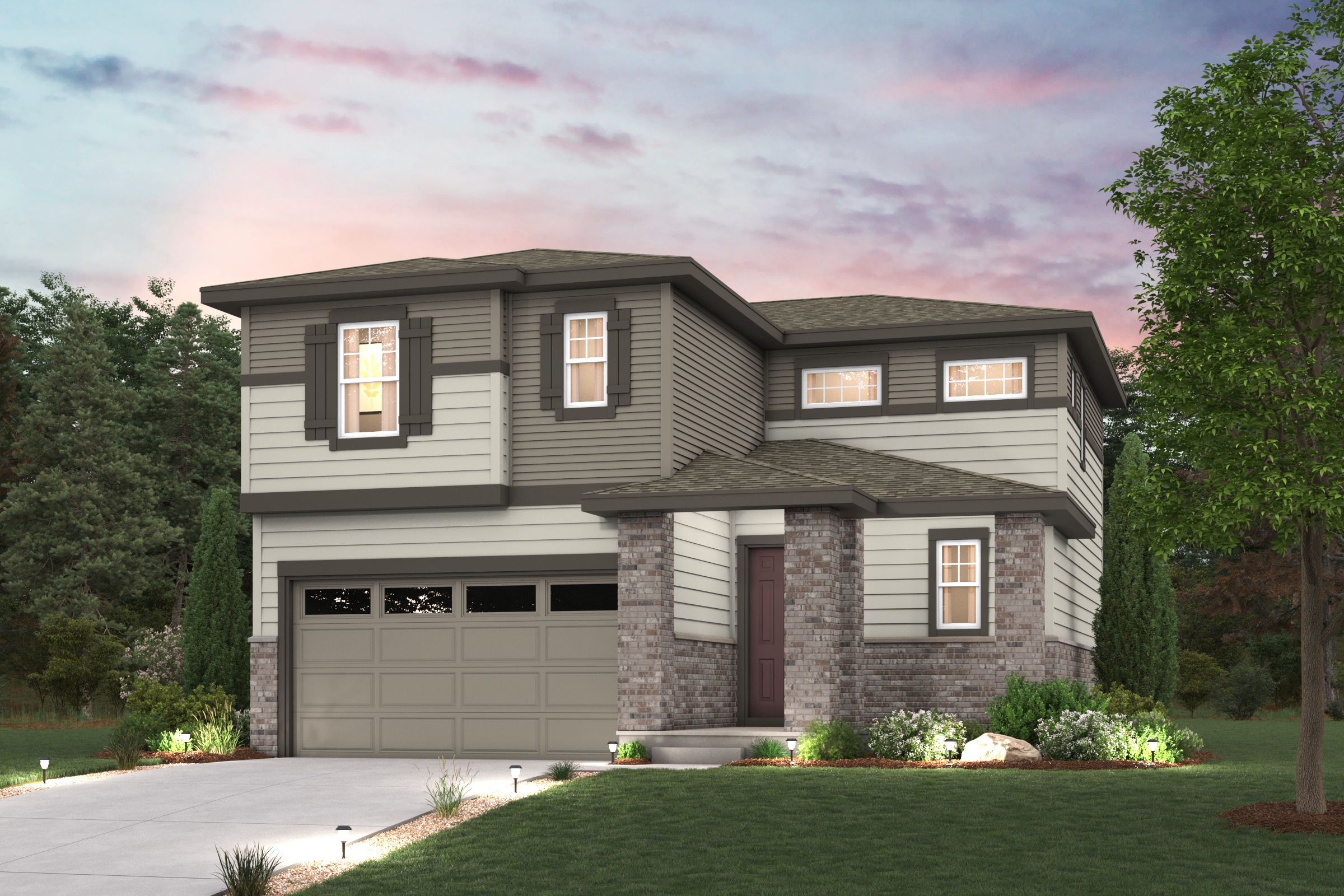 A house with a garage.