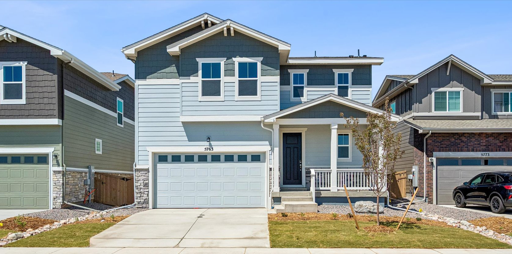 A house with a garage.
