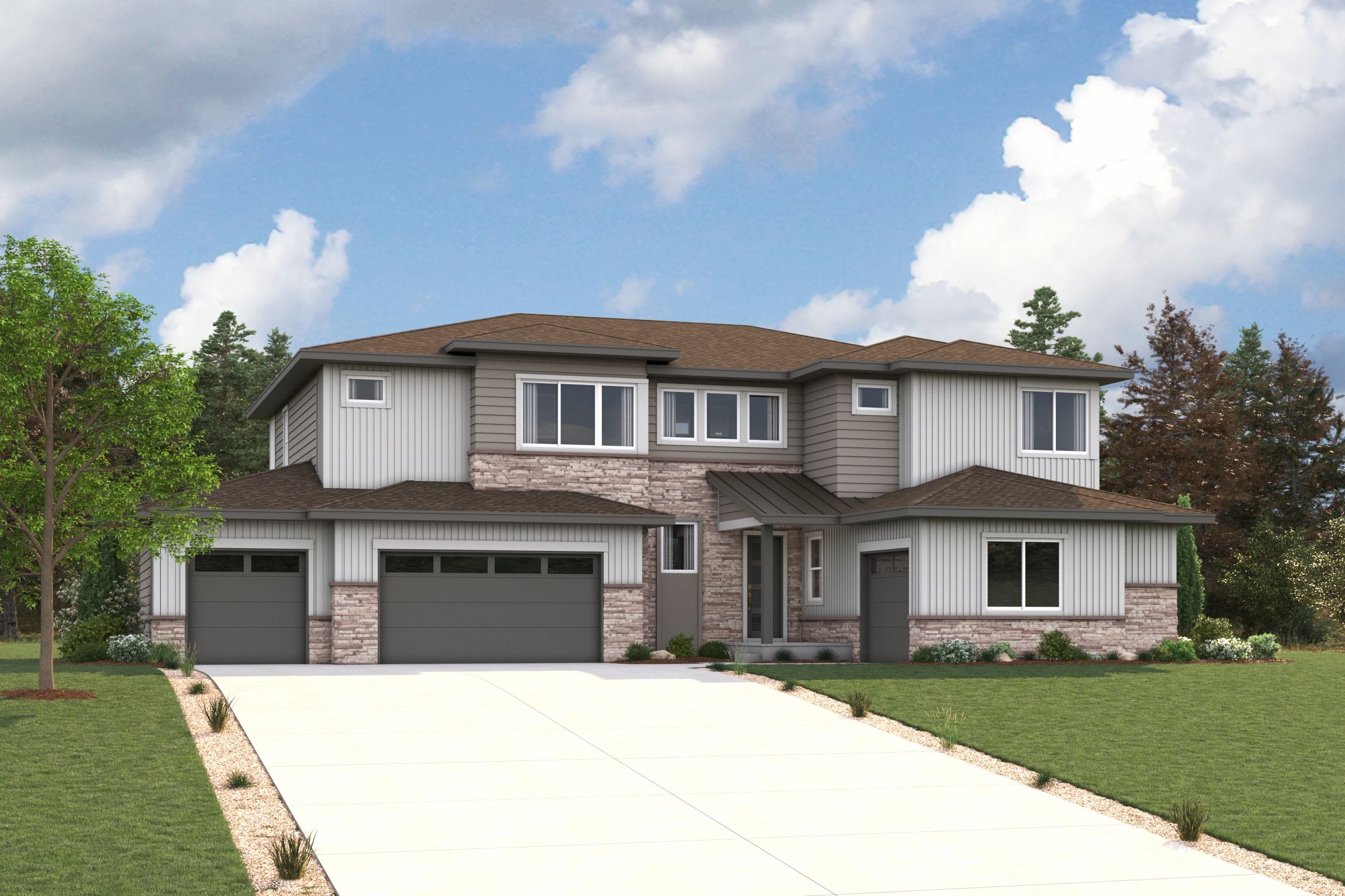 A house with a driveway.