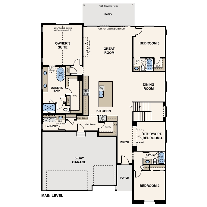 Diagram, engineering drawing. Joshua Floorplan, Main Level
