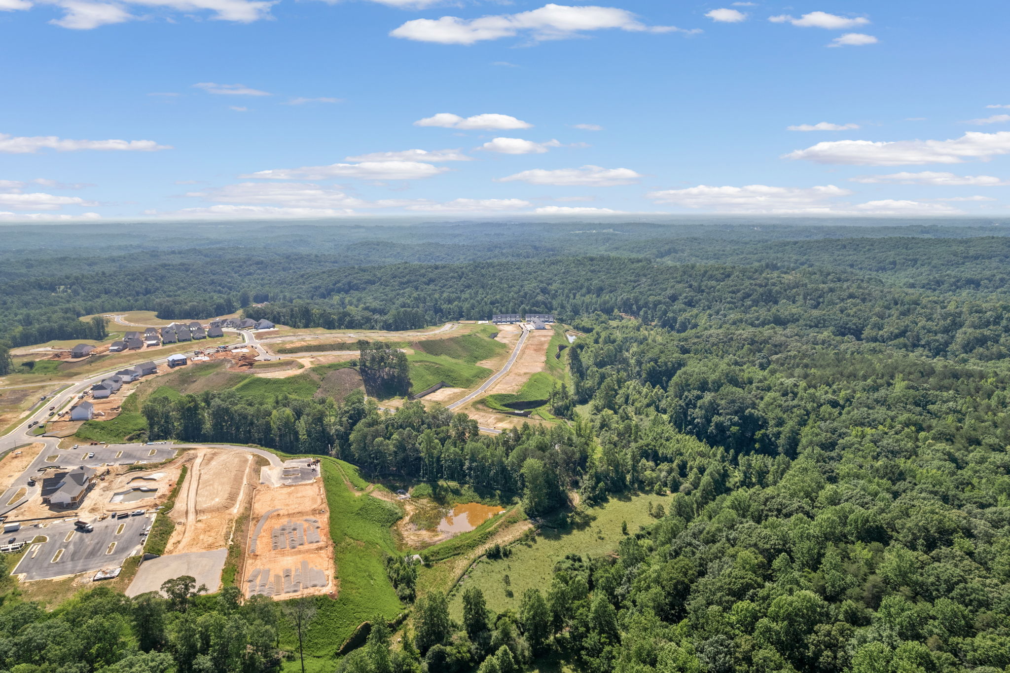 A landscape with trees and roads.