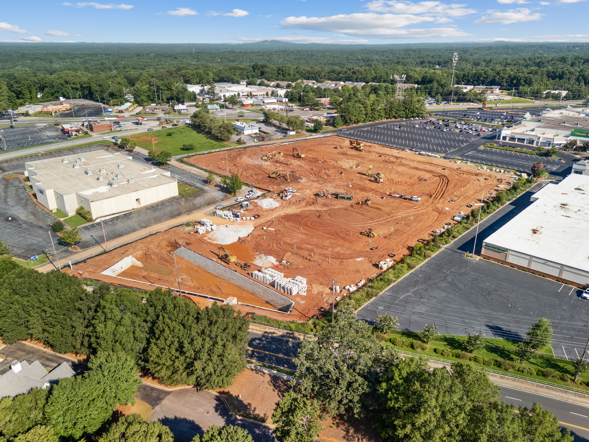 A large area with many buildings.
