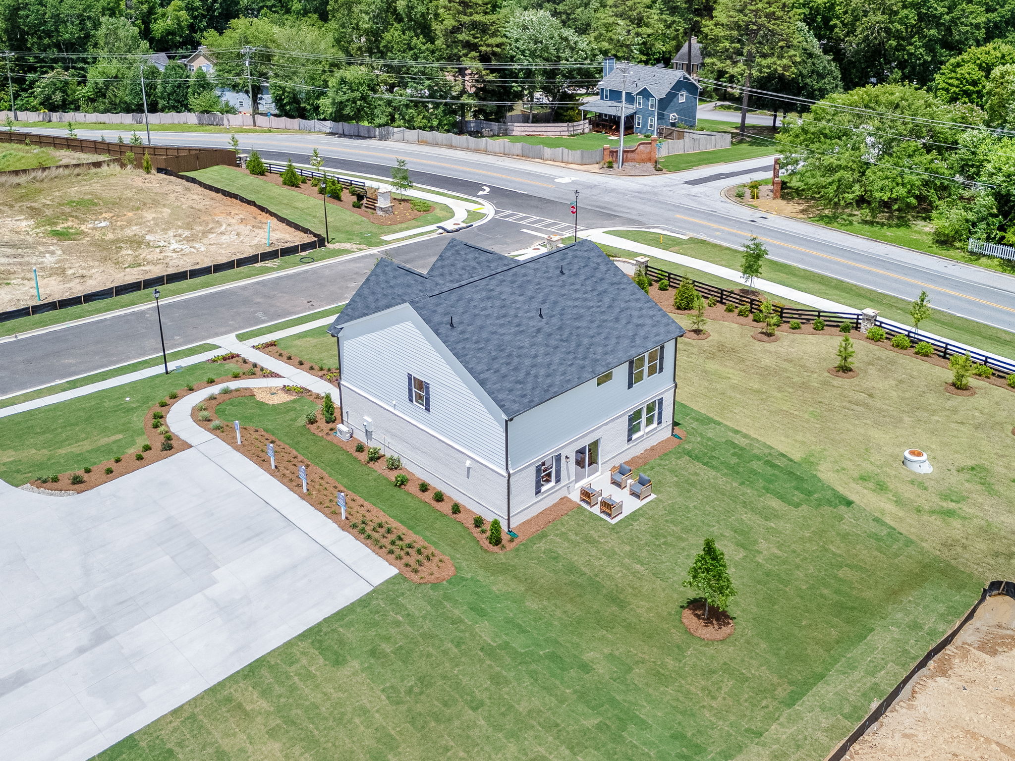 A house with a lawn.