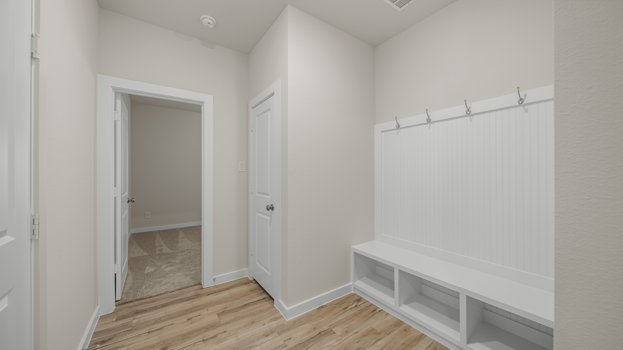 A room with white walls.