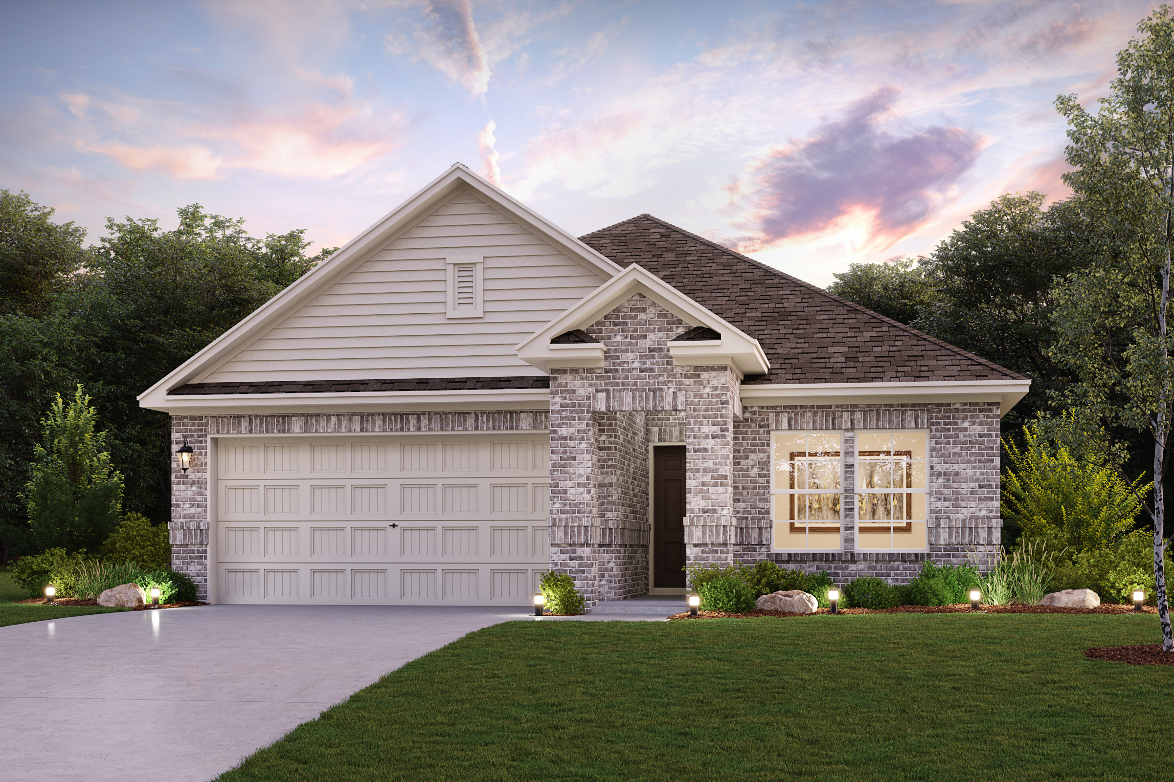 A house with a pond in the front.