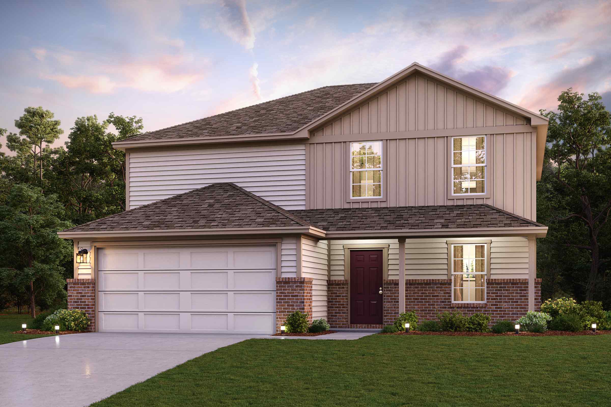 A house with a garage.