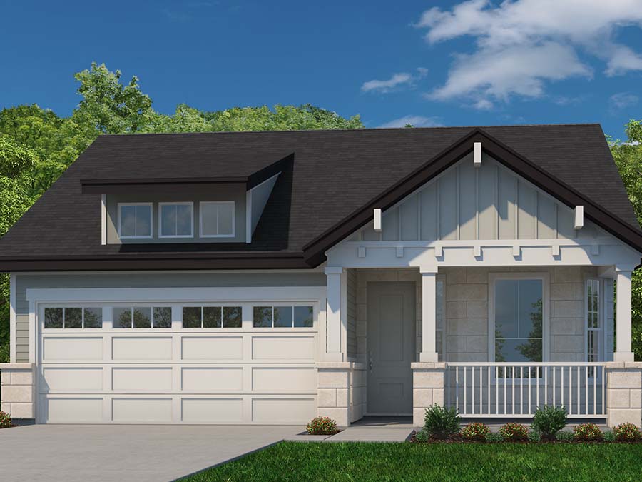 A house with a large front yard.
