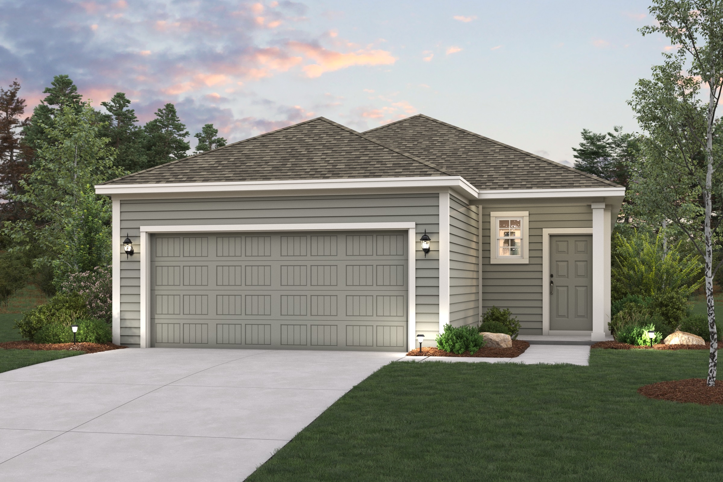 A house with a garage.