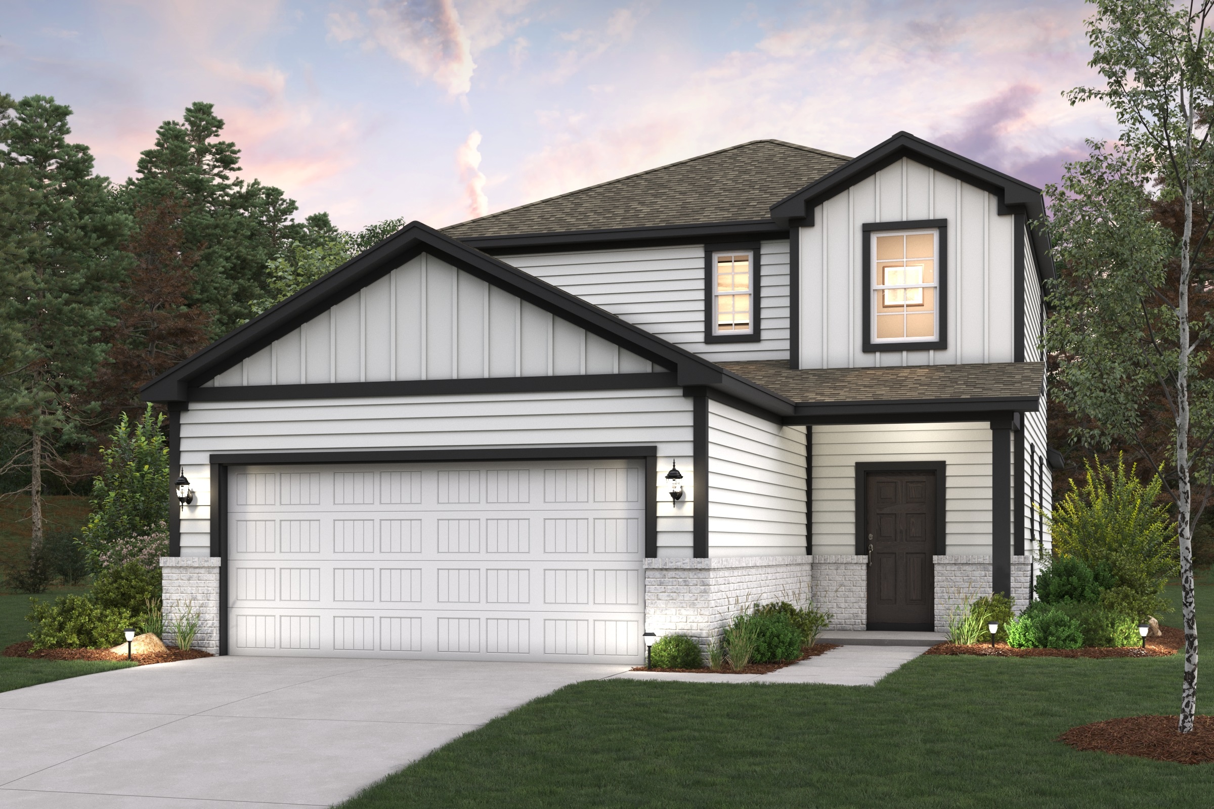 A house with a garage.