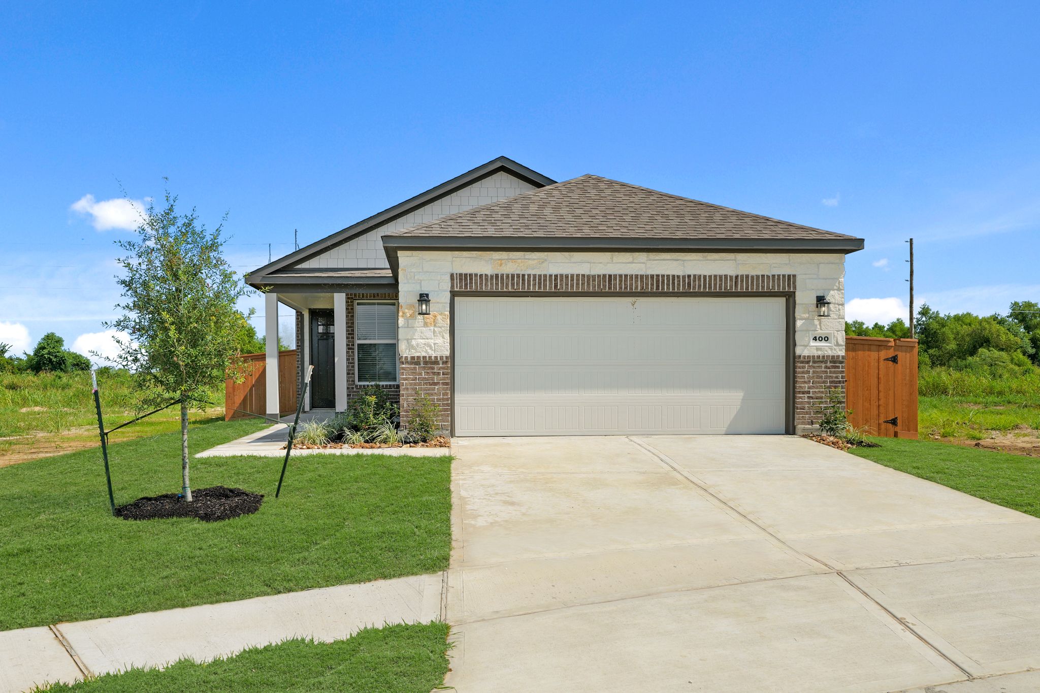 A building with a garage.