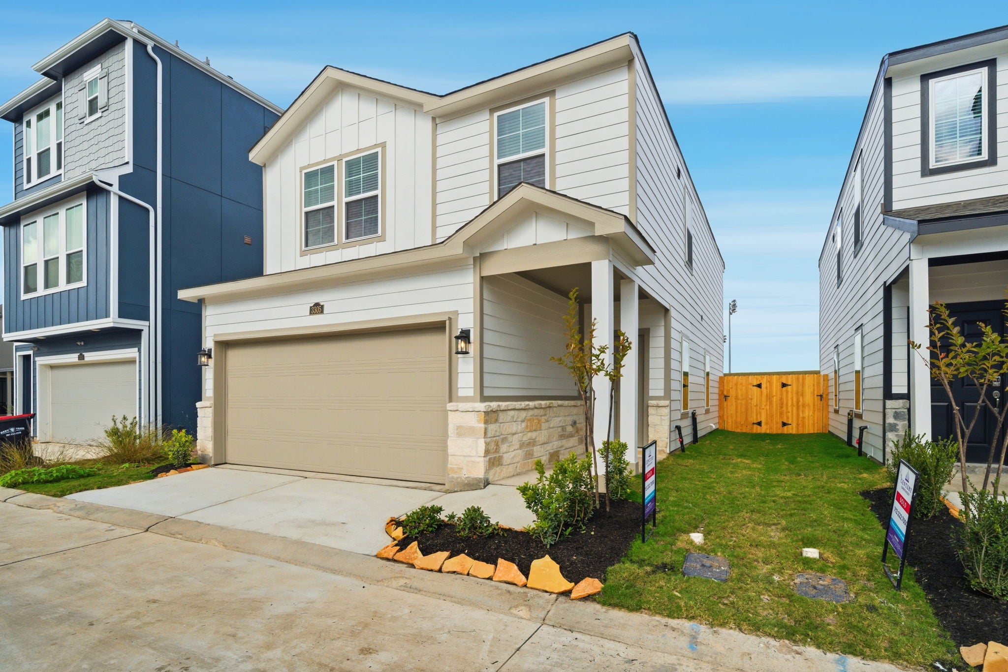 A house with a garage.