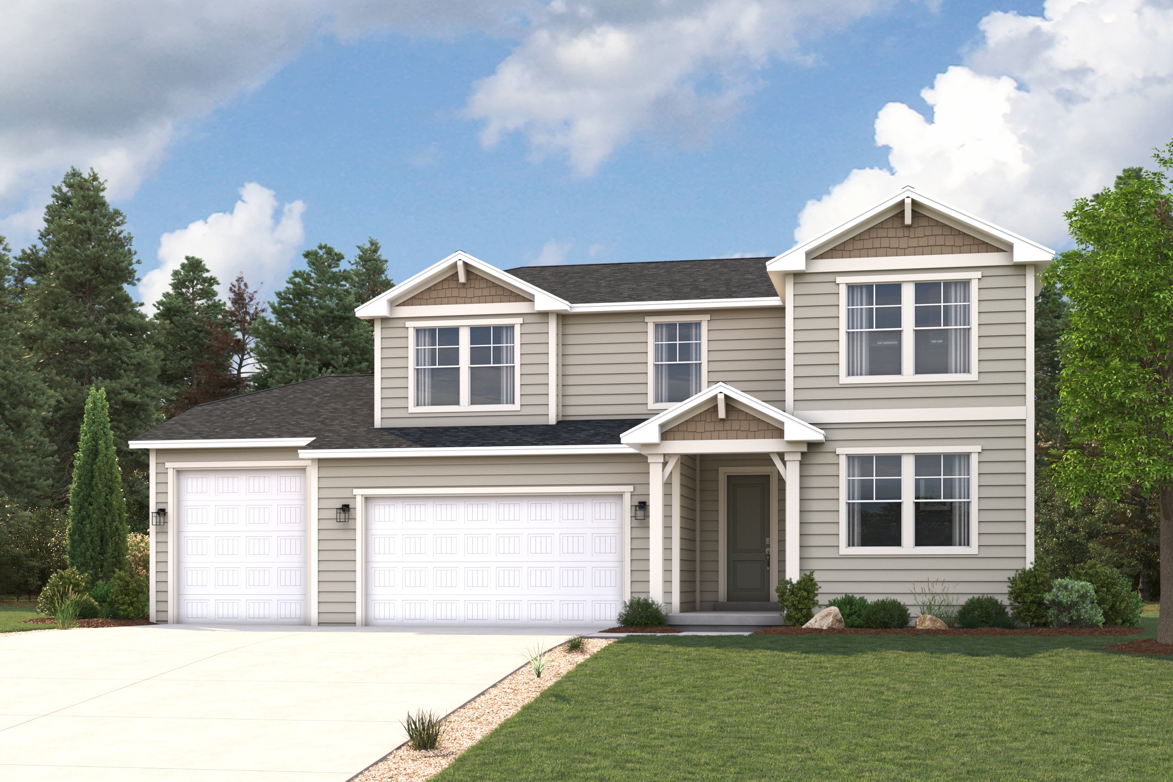 A house with a driveway.