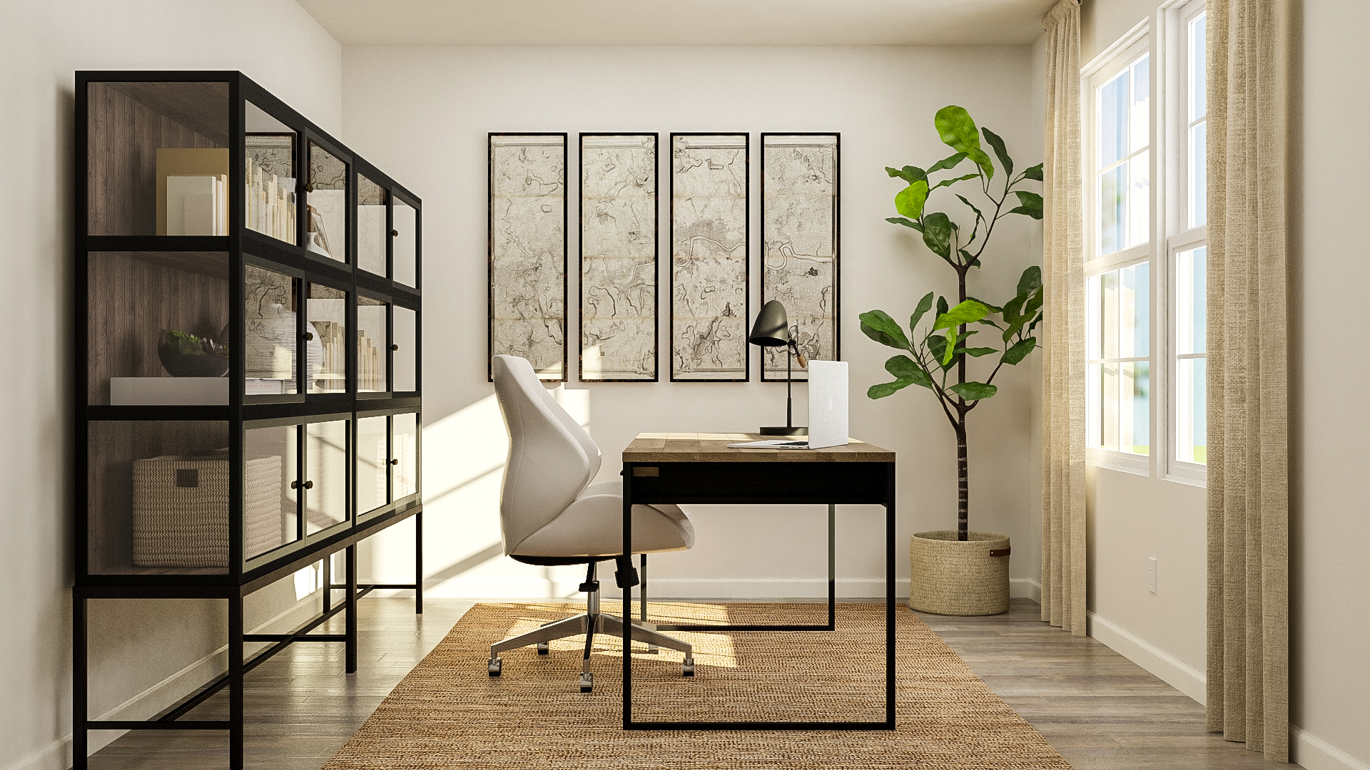 A room with a table and chairs.